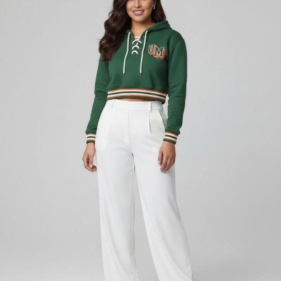 Wear By Erin Andrews Tops - WEAR by Erin‎ Andrews University of Miami Hurricanes Cropped Lace Up Hoodie XS